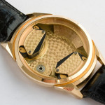 LIP Electronic; Cal. R27; Solid Rose Gold; Opens Through Crystal; 38mm diameter; 1958
